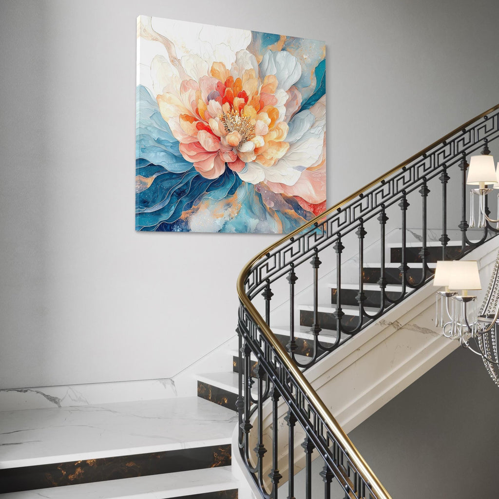 Florale Wandkunst - Eleganter Pfingstrosen-Leinwanddruck, Aquarell-Blumen-Kunstwerk, großes botanisches Gemälde, blühendes Blumendekor für Zuhause und Büro