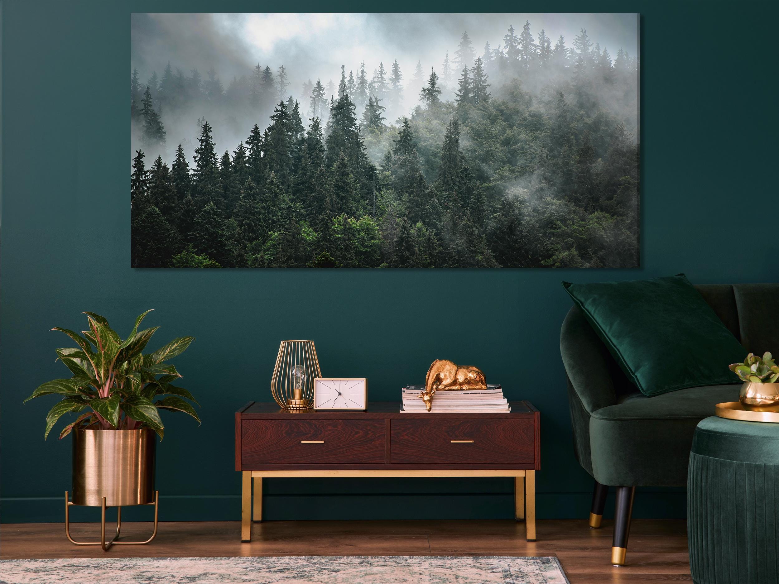 Foggy Forest Wall Art - Misty Forest Landscape Art Print for Office or Home Wall Decor - Nature-Inspired Wall Art, Foggy Pine Trees Wall Art