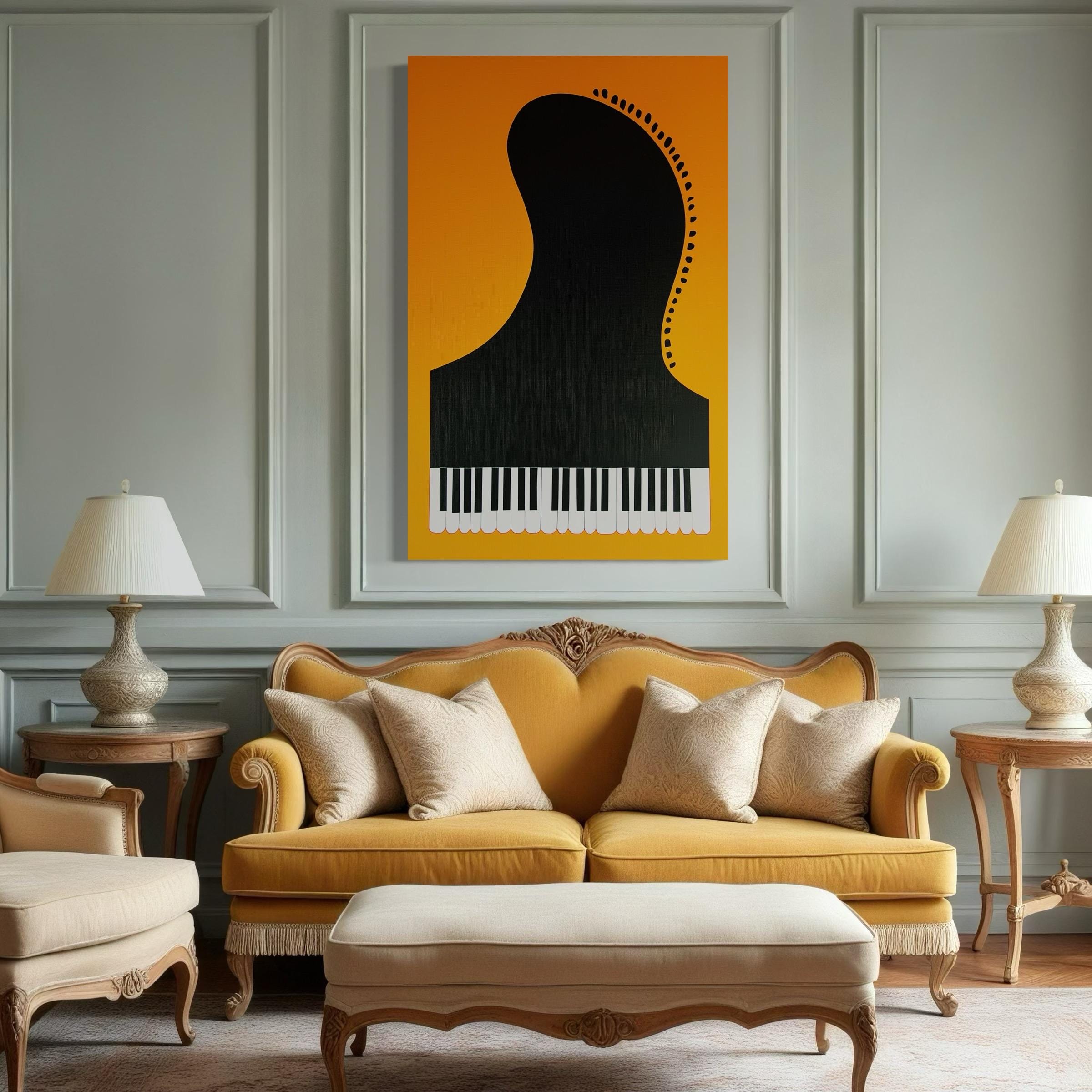 Piano Print - Gift for Musician, Grand Piano Wall Art, Mid Century Modern Jazz Art, Music Poster, Living Room Music Decor, Gift for Pianist