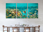 لوحة قماشية مطبوعة لشعاب مرجانية تحت الماء، ولوحة جدارية لسلحفاة بحرية وأسماك استوائية، ومناظر طبيعية بحرية كبيرة، وديكور للحياة البحرية، وأعمال فنية بحرية نابضة بالحياة