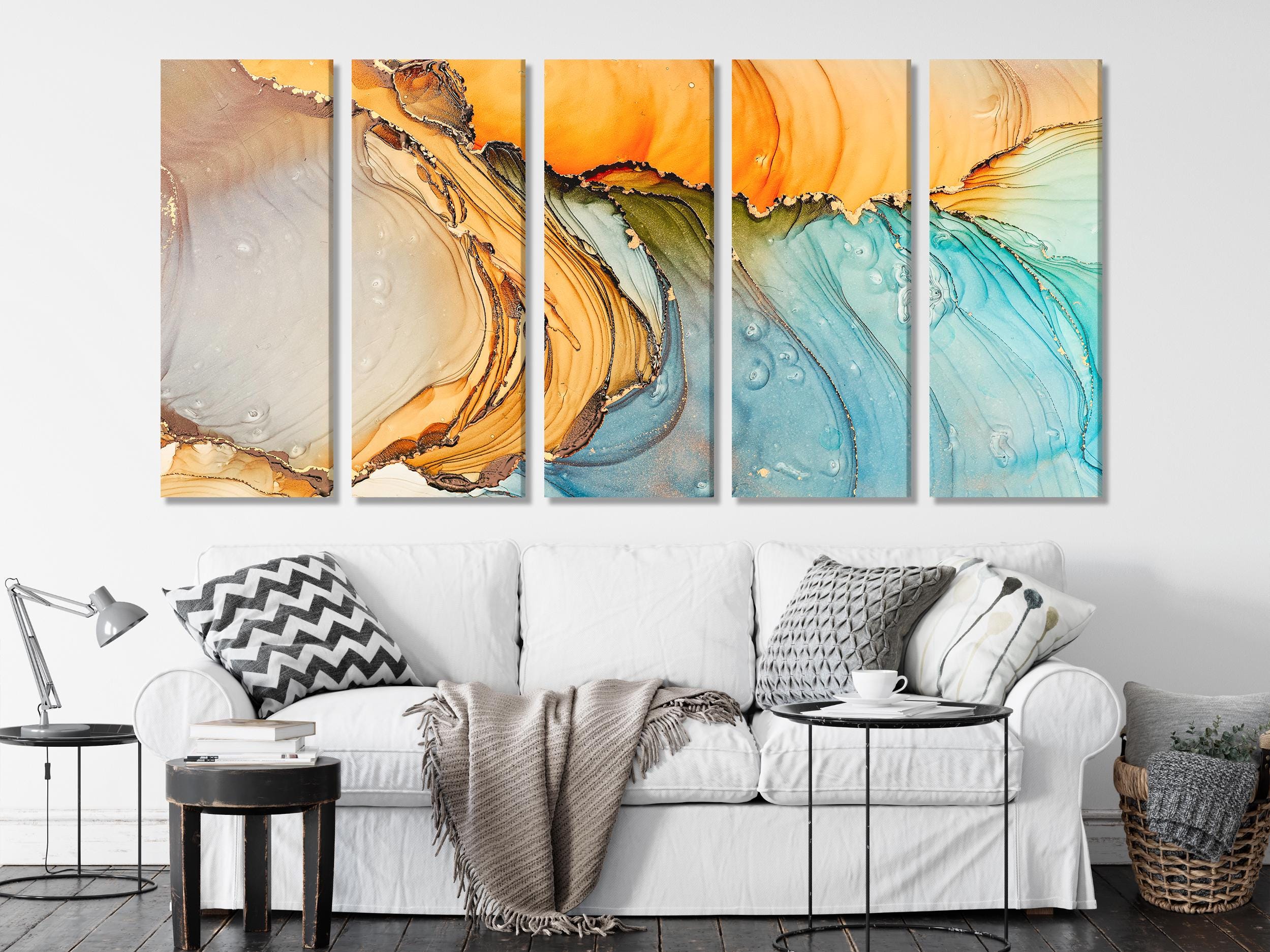Abstract Agate Wall Art Large Geode Canvas Print Modern Metallic Marble Artwork Luxury Acrylic Decor Gift for Office Living Room Bedroom
