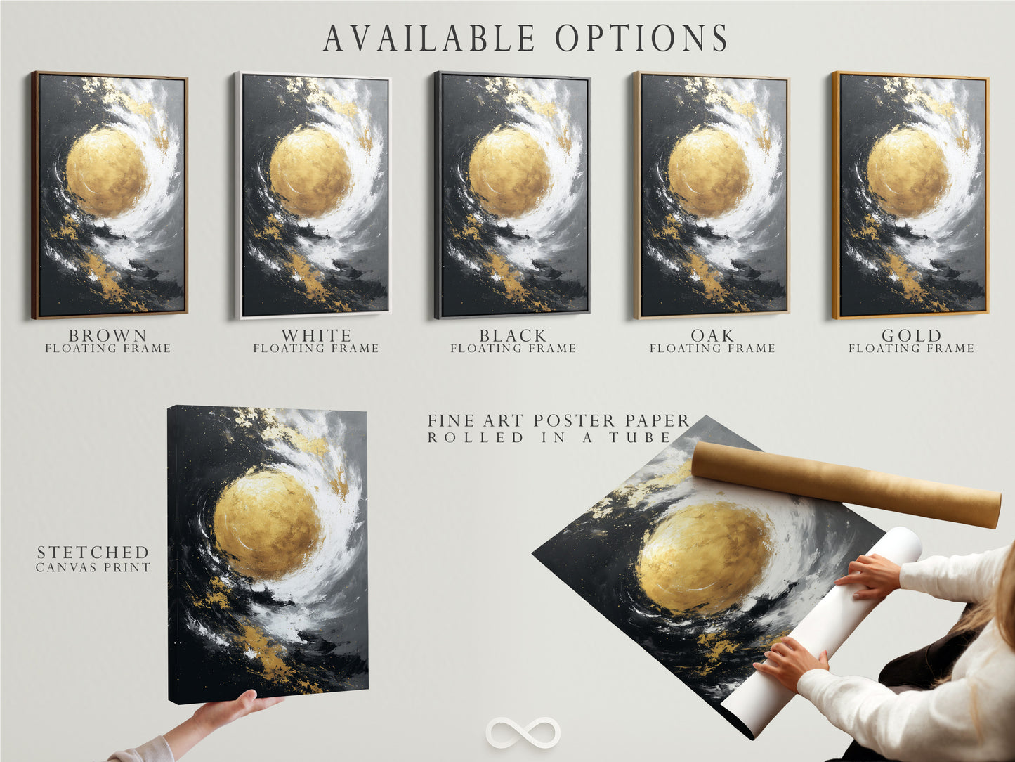 Explore available art options. Choose from stretched canvas prints. Discover fine art poster paper. Consider a floating frame for a unique look. Customize your artwork with these options.