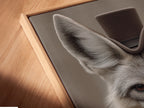 A close-up angled view of the Fox Gentleman Canvas Print displayed in a floating frame. This dapper animal wall artwork adds a touch of Victorian style to any study room. The floating frame provides a modern touch.  It is ideal for professionals academics and those with a fondness for unique decor.