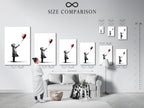 See our size comparison chart in a styled interior. This chart helps you visualize the perfect art size. See how different sizes look in a real room setting. Choose the ideal dimensions for your space. This ensures your art complements your decor. Find the perfect fit for any room.