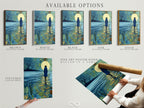 Available options for Moonlight Reflection artwork. Choose from stretched canvas print fine art poster paper or floating frame. Customize the artwork to your style. Find the perfect match for your decor. Elevate your home today.