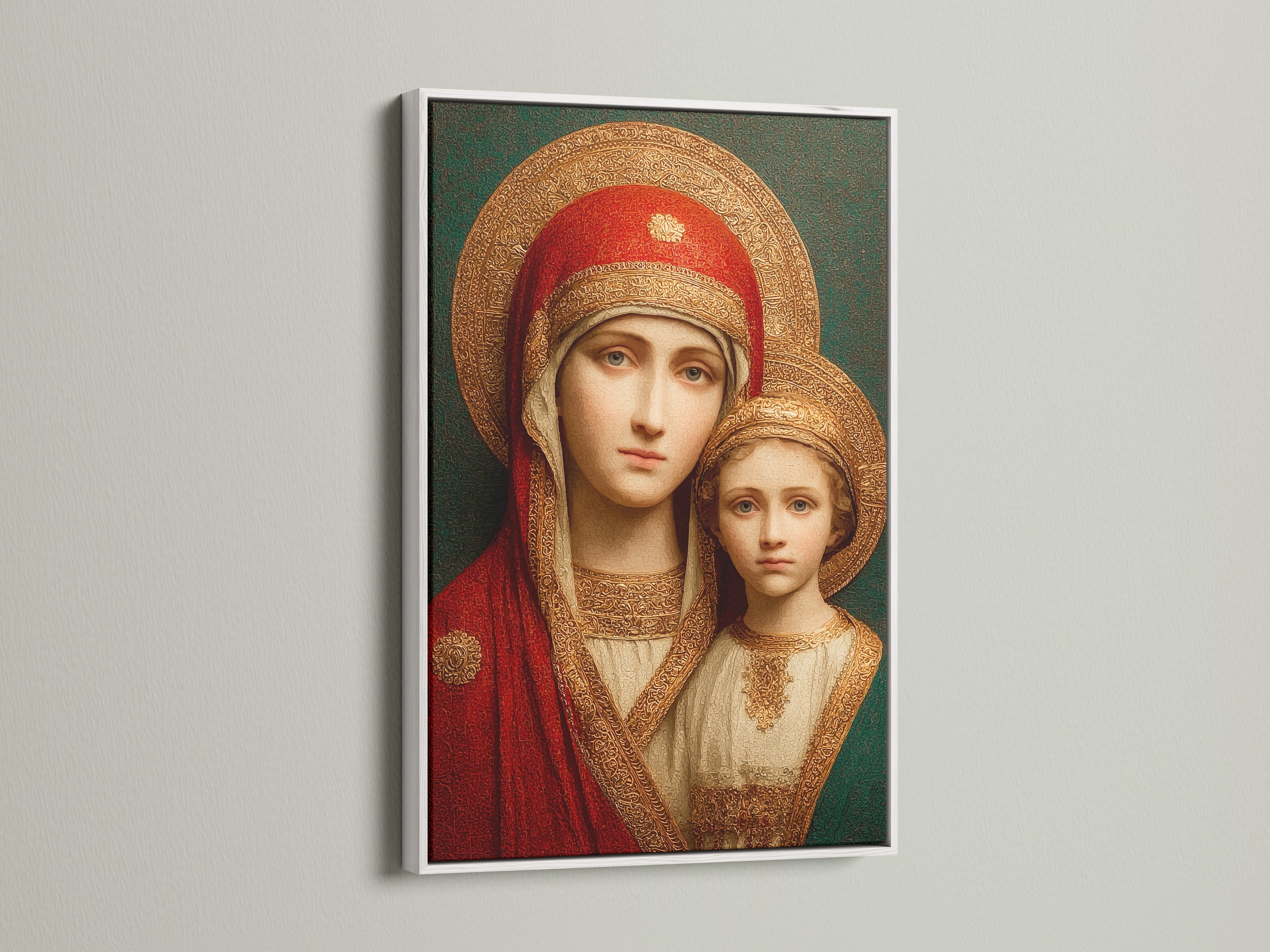 Sacred Mother Child Icon - Religious Art Print, Byzantine Style Portrait, Orthodox Icon Wall Art, Christian Home Decor, Spiritual Gift