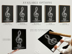 Discover available options for this musical artwork. Choose from stretched canvas prints fine art poster paper or floating frame. Each option enhances the treble clef artwork. It is perfect for any music lover's home. Find the perfect style.