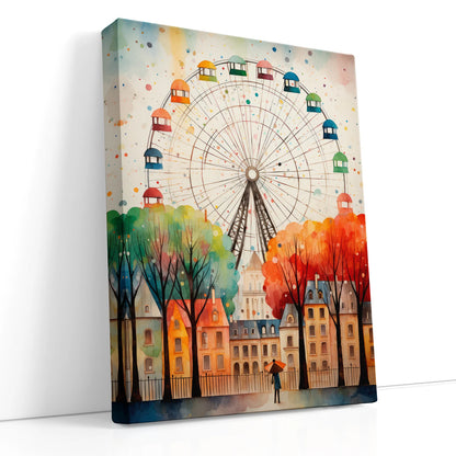 A Day in Paris Under the Ferris Wheel - Canvas Print