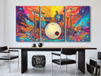 Canvasprint van een Colorburst Drum Kit – Krachtige Drummerkunst, Explosief Regenboogspatontwerp