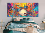 Canvasprint van een Colorburst Drum Kit – Krachtige Drummerkunst, Explosief Regenboogspatontwerp