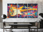 Psychedelic Electric Guitar Canvas Print – Funky Rainbow Rock Art, Bold Colorful Music Décor