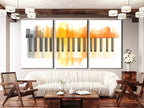 Canvasprint met oranje aquarelpianotoetsen – moderne minimalistische muziekkunst, zachte pianodecoratie
