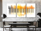 Canvasprint met oranje aquarelpianotoetsen – moderne minimalistische muziekkunst, zachte pianodecoratie