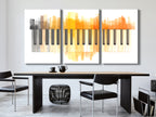 Canvasprint met oranje aquarelpianotoetsen – moderne minimalistische muziekkunst, zachte pianodecoratie