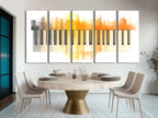 Canvasprint met oranje aquarelpianotoetsen – moderne minimalistische muziekkunst, zachte pianodecoratie