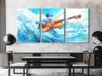 Surrealistische Wave Cello Canvas Print – Oceaan-thema muziekdecoratie, dynamische aqua-beweging kunstwerken