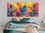 Levendig koperen trio canvas print - Explosieve hoornspelers kunstwerk, Jazz-Funk festival decor