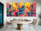 Levendig koperen trio canvas print - Explosieve hoornspelers kunstwerk, Jazz-Funk festival decor