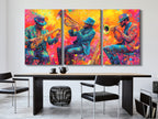 Levendig koperen trio canvas print - Explosieve hoornspelers kunstwerk, Jazz-Funk festival decor
