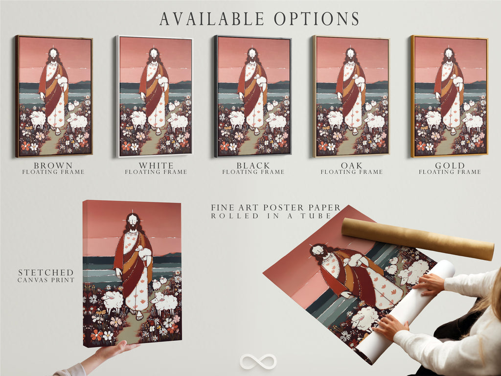 Available options include stretched canvas prints. Also fine art poster paper and floating frames. Choose your preferred medium and style. Customize your artwork to fit your taste. Explore various art display options.