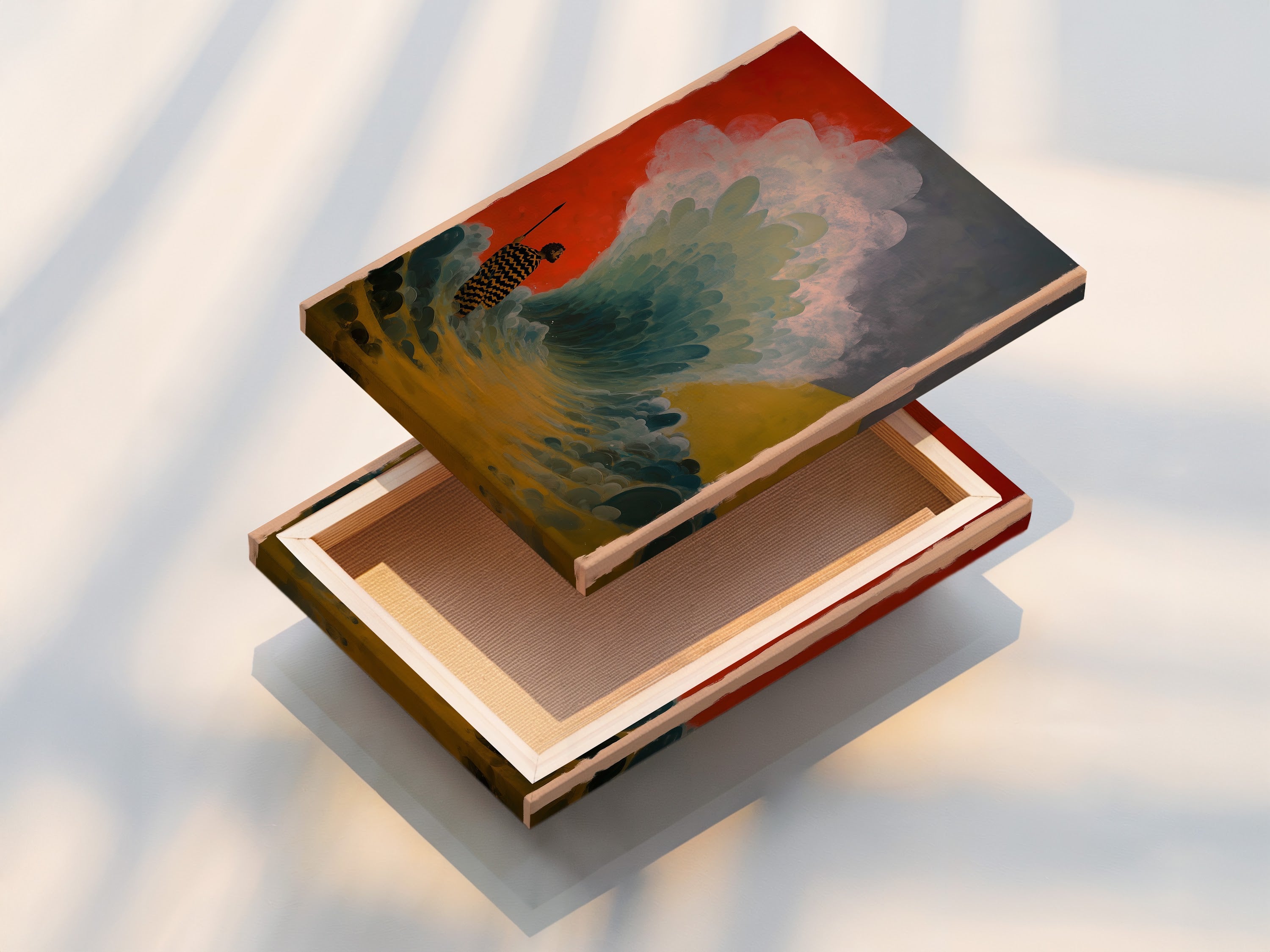 A stretched canvas print showcases vibrant artwork. The canvas enhances the artwork's texture and depth. Ready to hang this print adds sophistication. Enhance your home decor with canvas art. This piece is sure to captivate. Transform your space effortlessly.