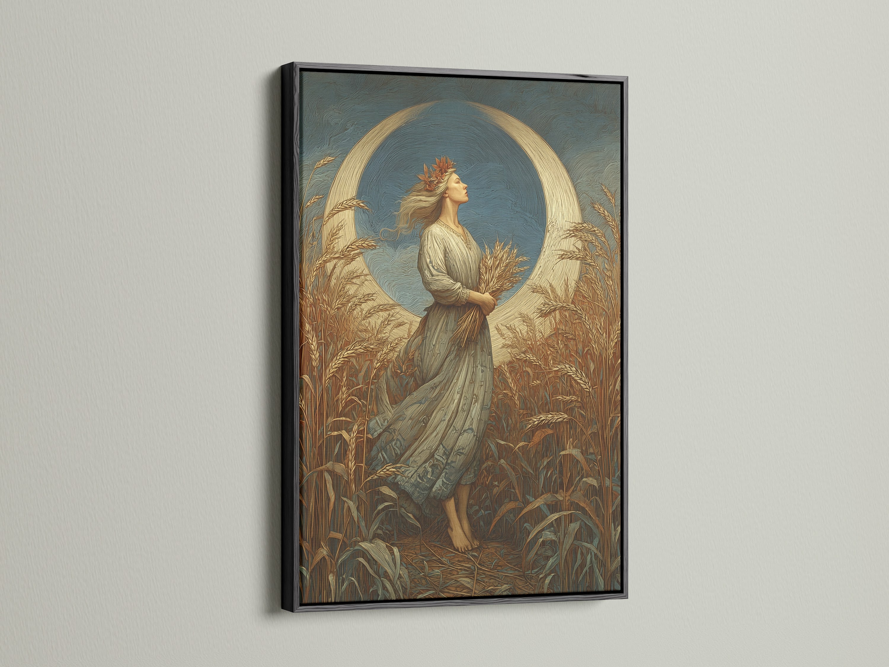 Artwork is presented in a sleek black frame. The black frame adds a touch of elegance and sophistication. It makes the artwork stand out. This frame is versatile for any decor style. Bring a modern touch to your home.