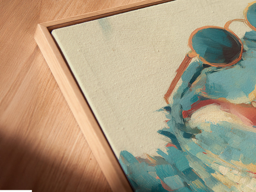 Get a close-up view of a canvas print in a floating frame. The angled perspective highlights the texture. The floating frame adds depth to the artwork. See how the canvas pops. This is modern framing at its best.