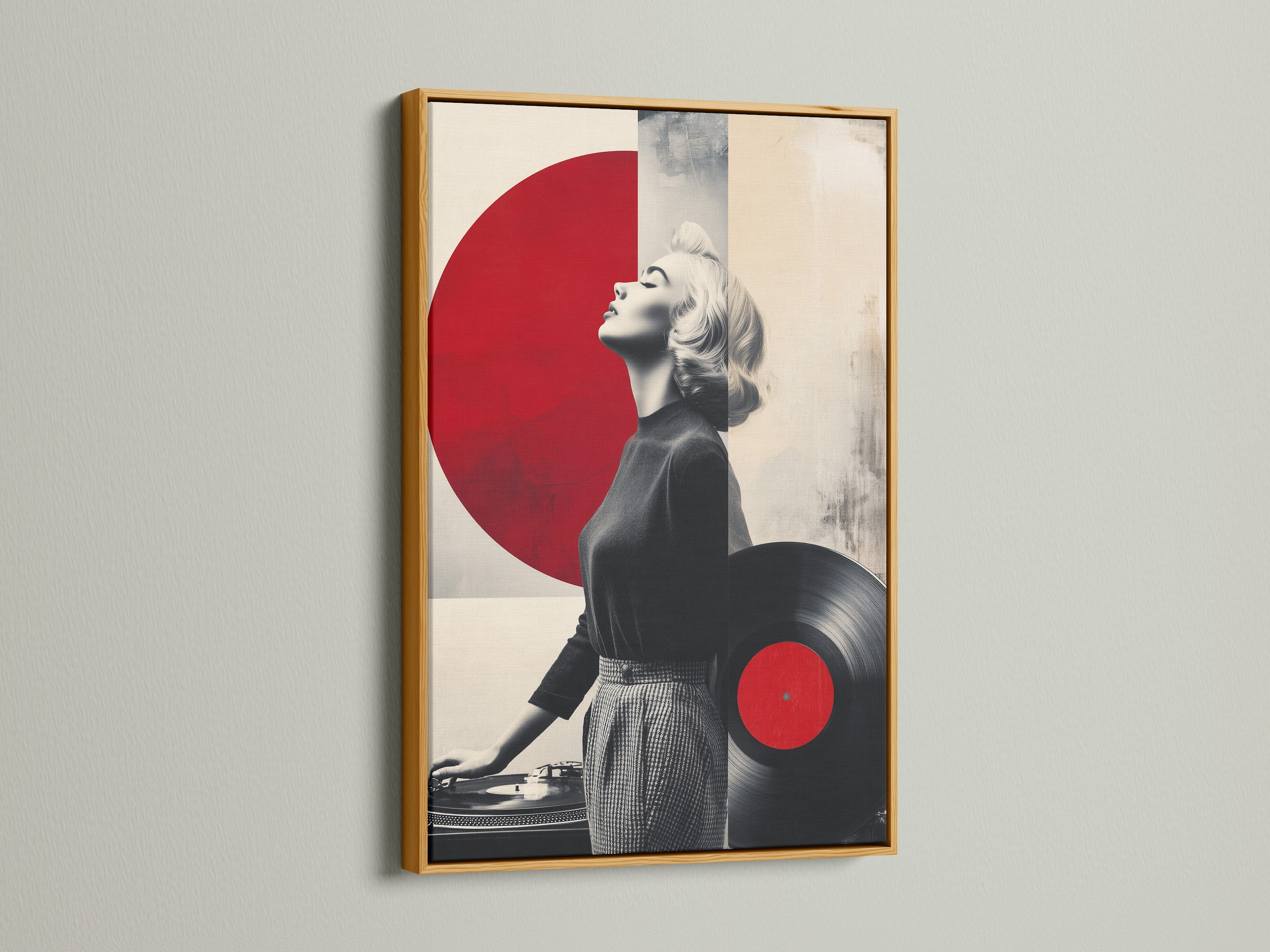 The gold frame adds a touch of luxury to our vintage music artwork. The retro dj print shines in any setting especially music rooms. This piece enhances the mid-century modern style. Perfect for music aficionados. Check it out!