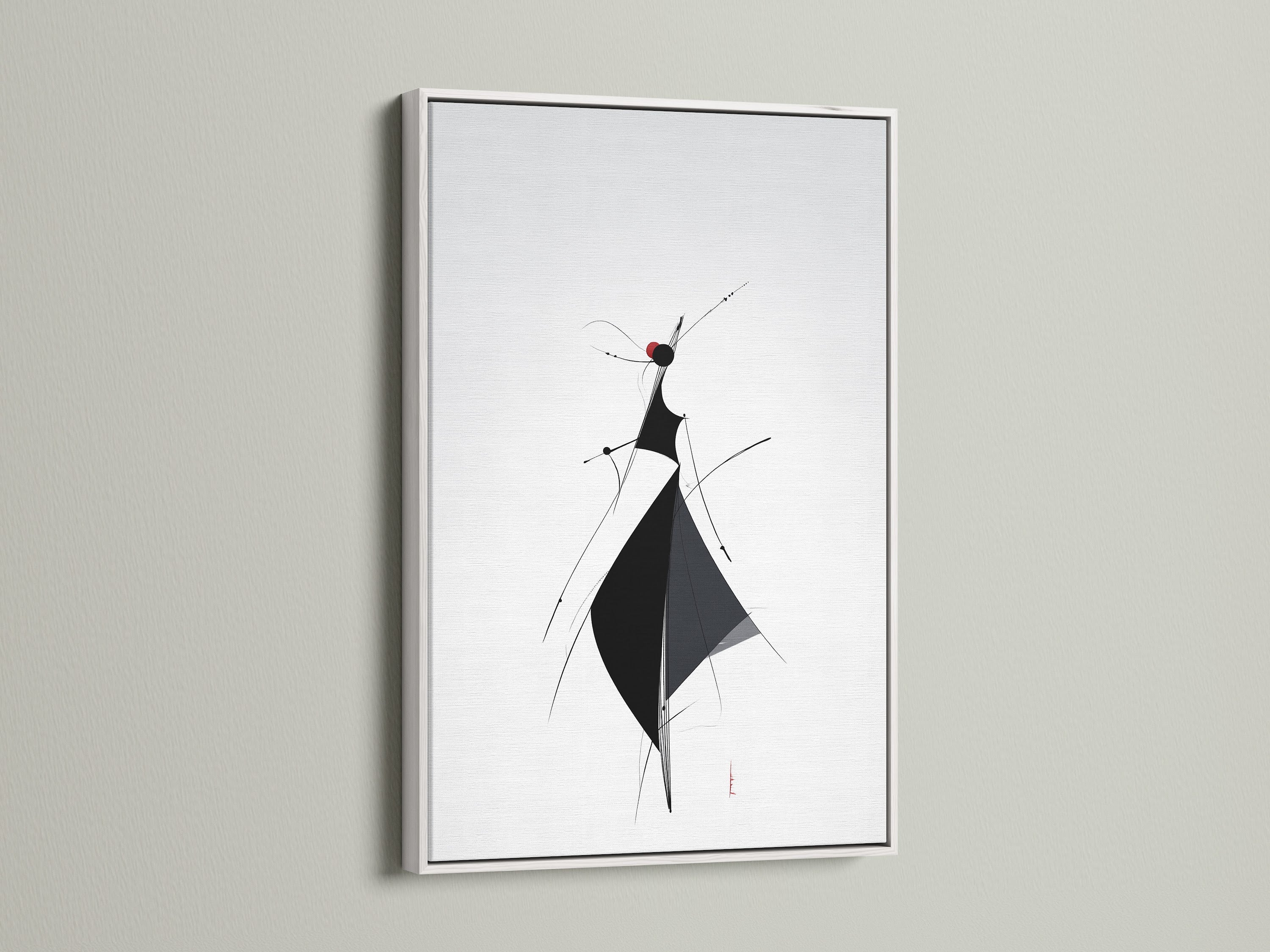 Artwork with a white frame displayed against a light wall. The white frame offers a clean fresh look. This enhances any artwork. Discover our selection of white frames. Instantly brighten your home. The artwork is ready to hang and enjoy.