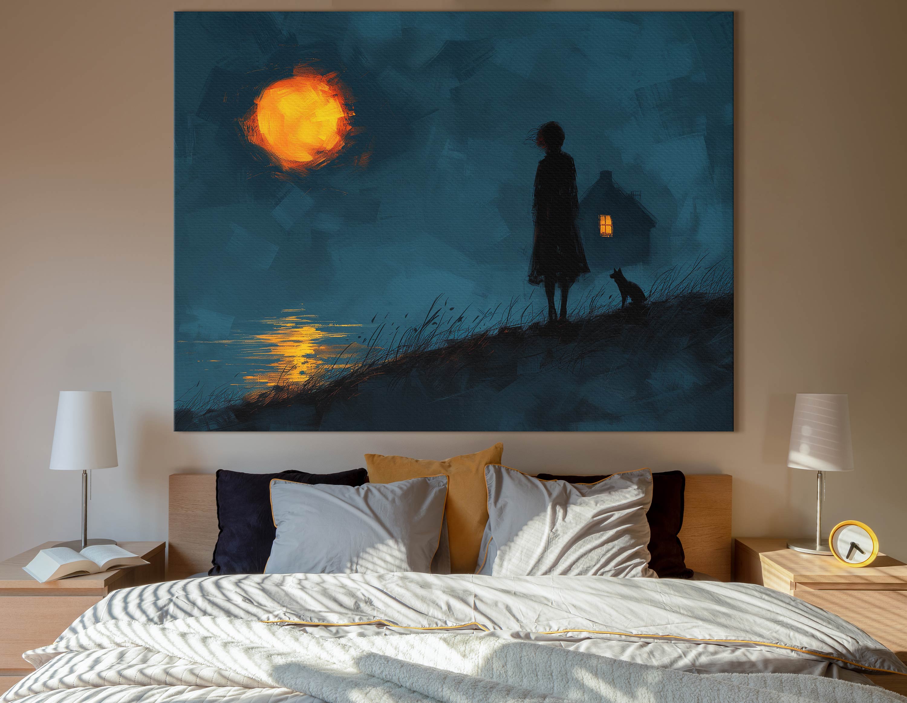 Cottage by the Nightfall Wall Print