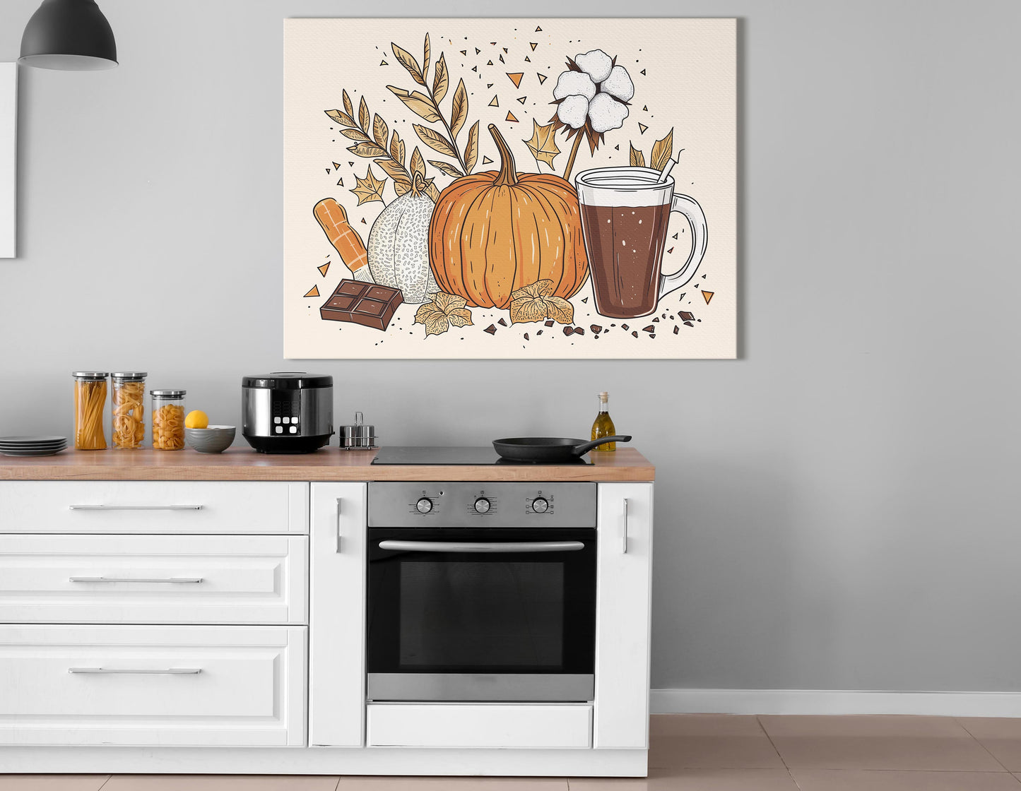 Autumn Harvest Pumpkin and Cocoa - Canvas Print