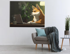 Pup in Workspace Art Print