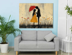 Couple Under Umbrella Canvas Print