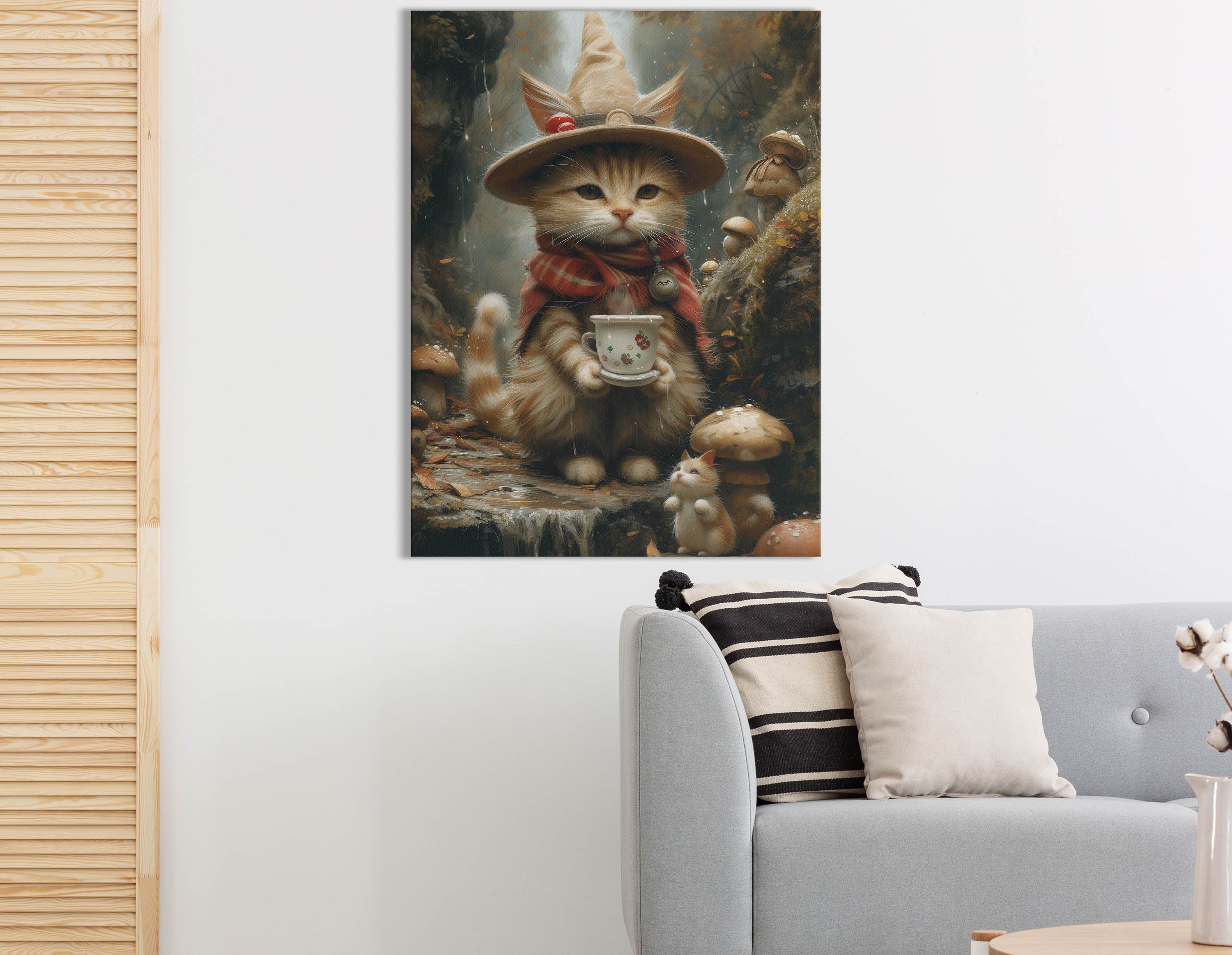 Unique Cat and Teacup Wall Art