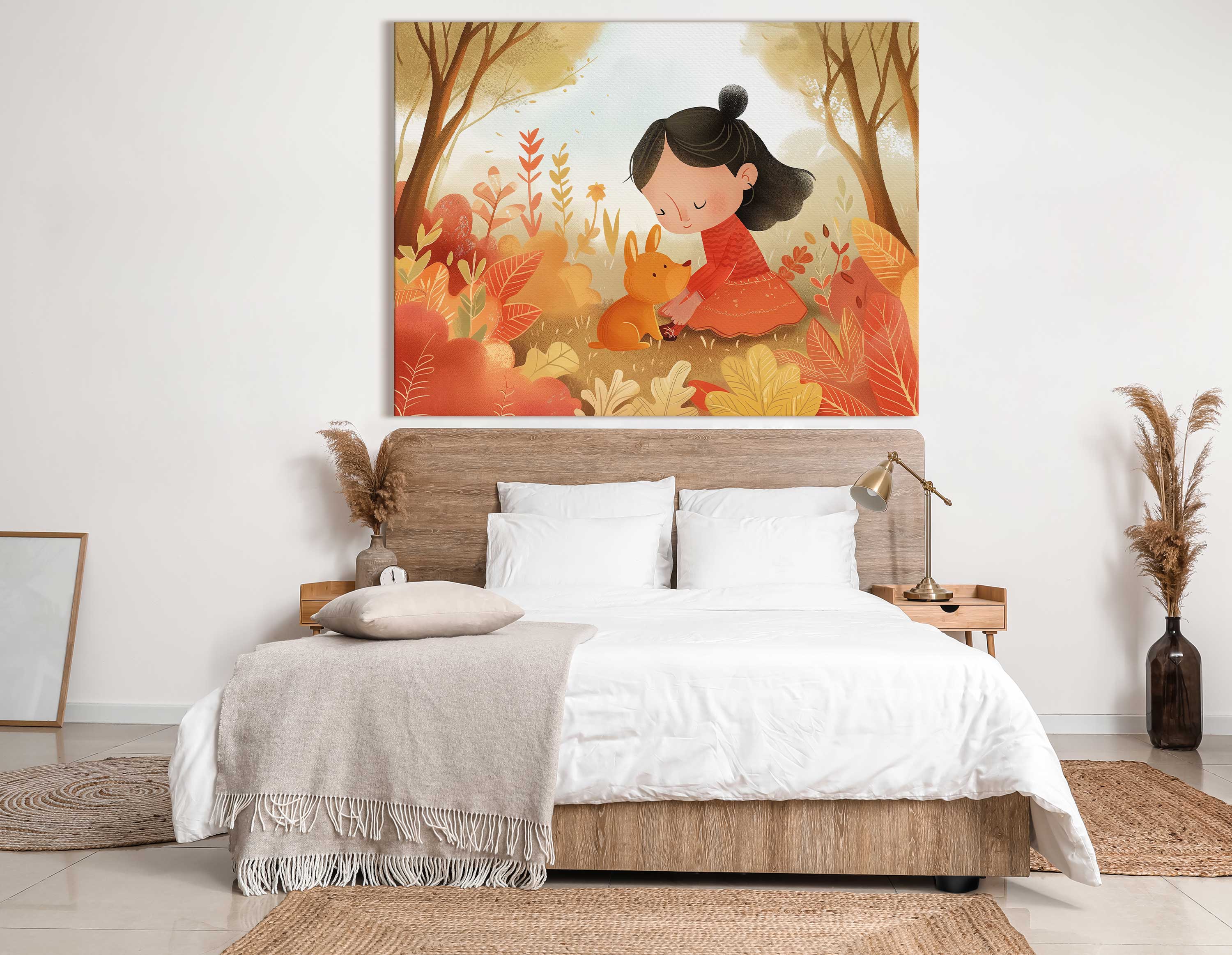 Child and Pup Fairy Tale Canvas Print
