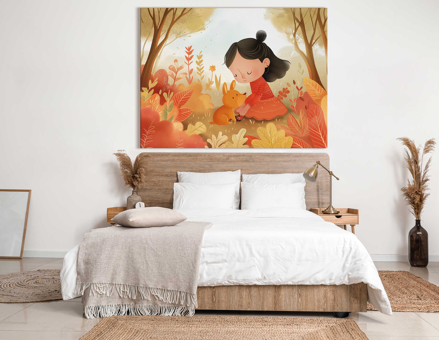 Child and Pup Fairy Tale Canvas Print