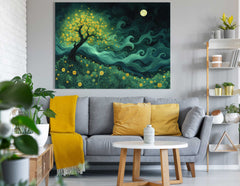 Full Moon and Blooming Tree Wall Decor