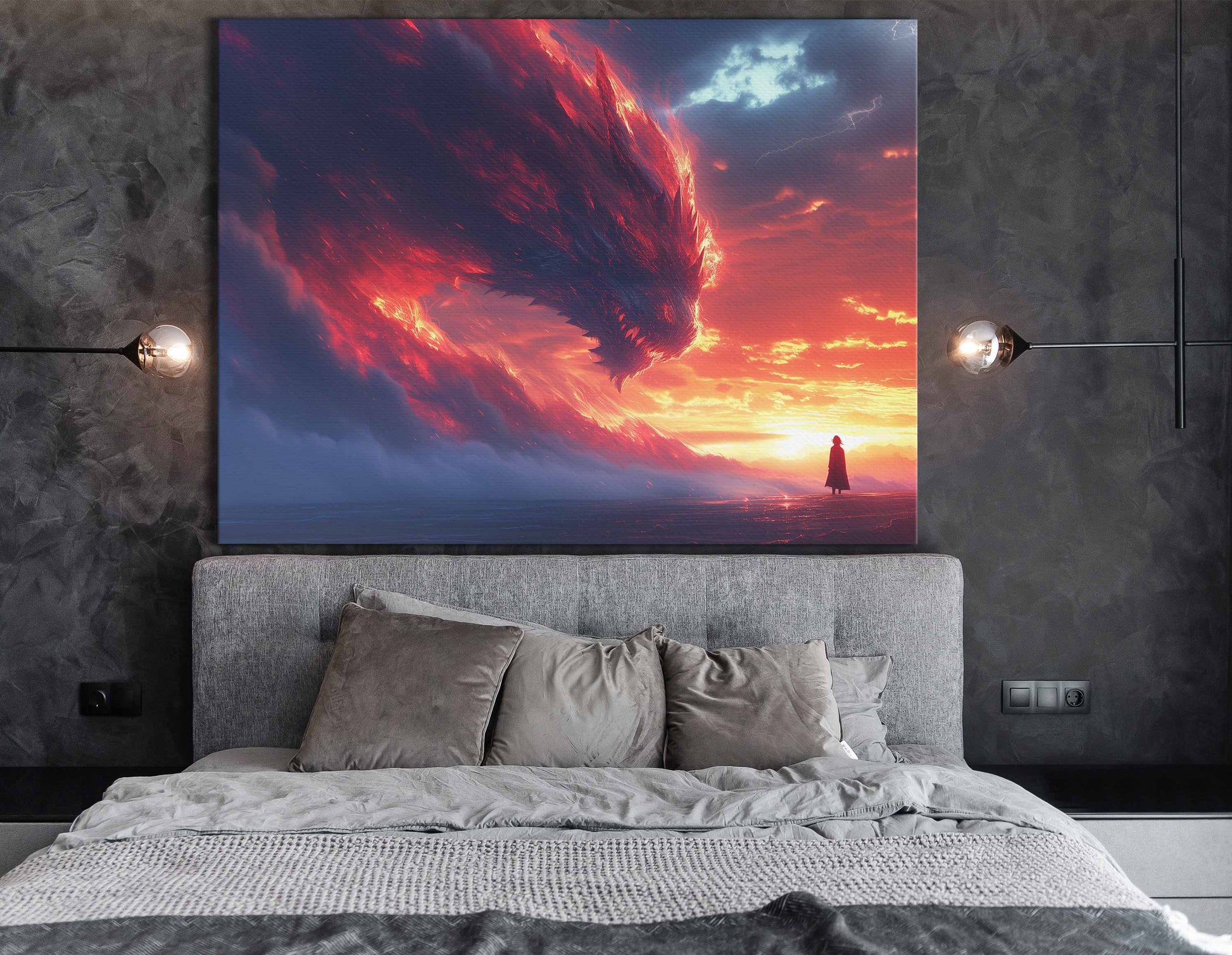 Dragon's Blaze Over Sunset  Wall Decor