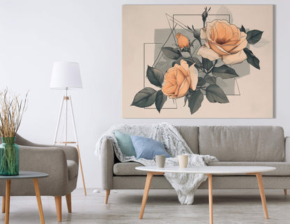 Geometric Line Rose Illustration Wall Hanging