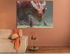 Epic Tale of Dragon and Child - Canvas Print