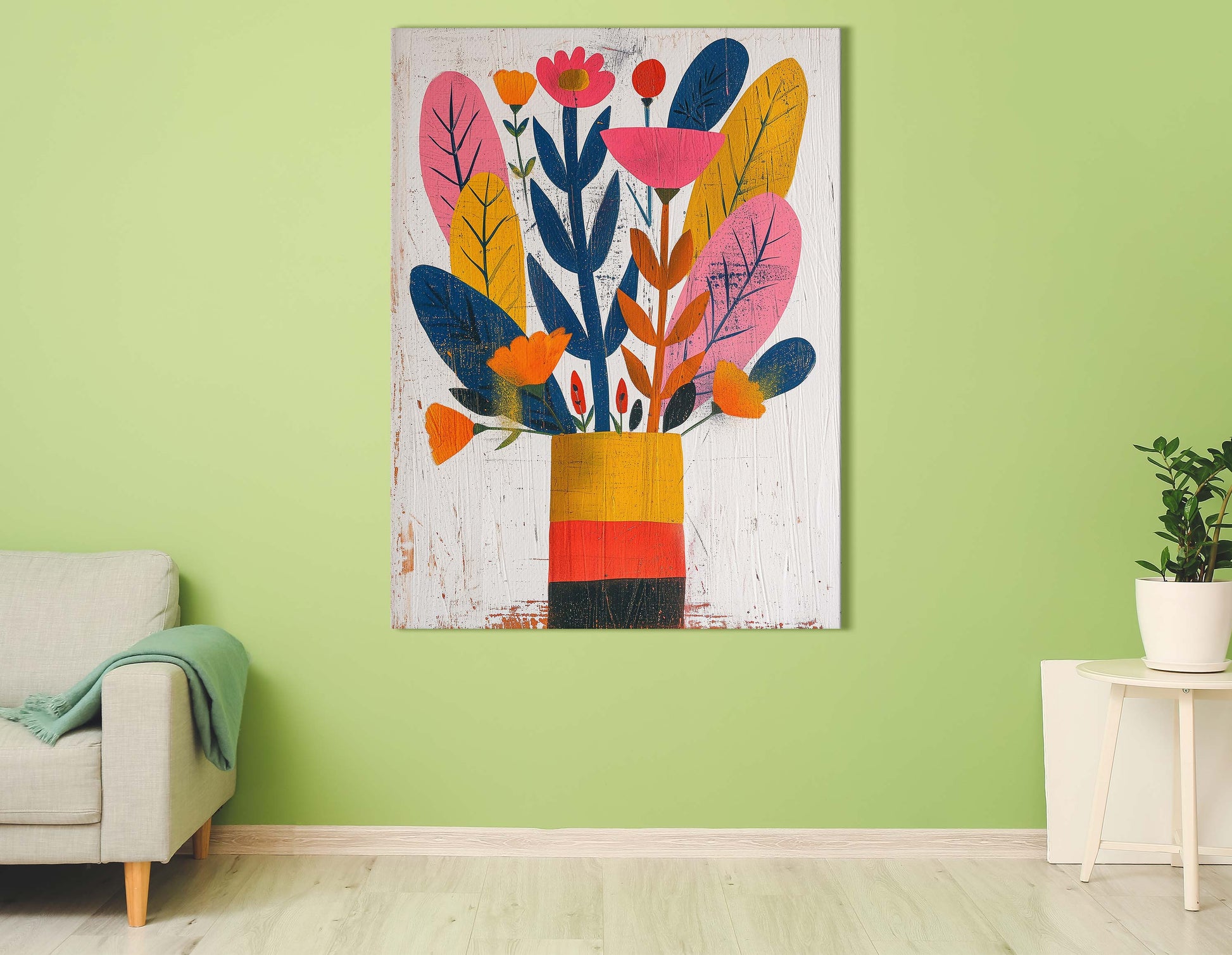 Stylized Flowers in Bold Vase Art