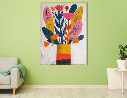 Stylized Flowers in Bold Vase Art