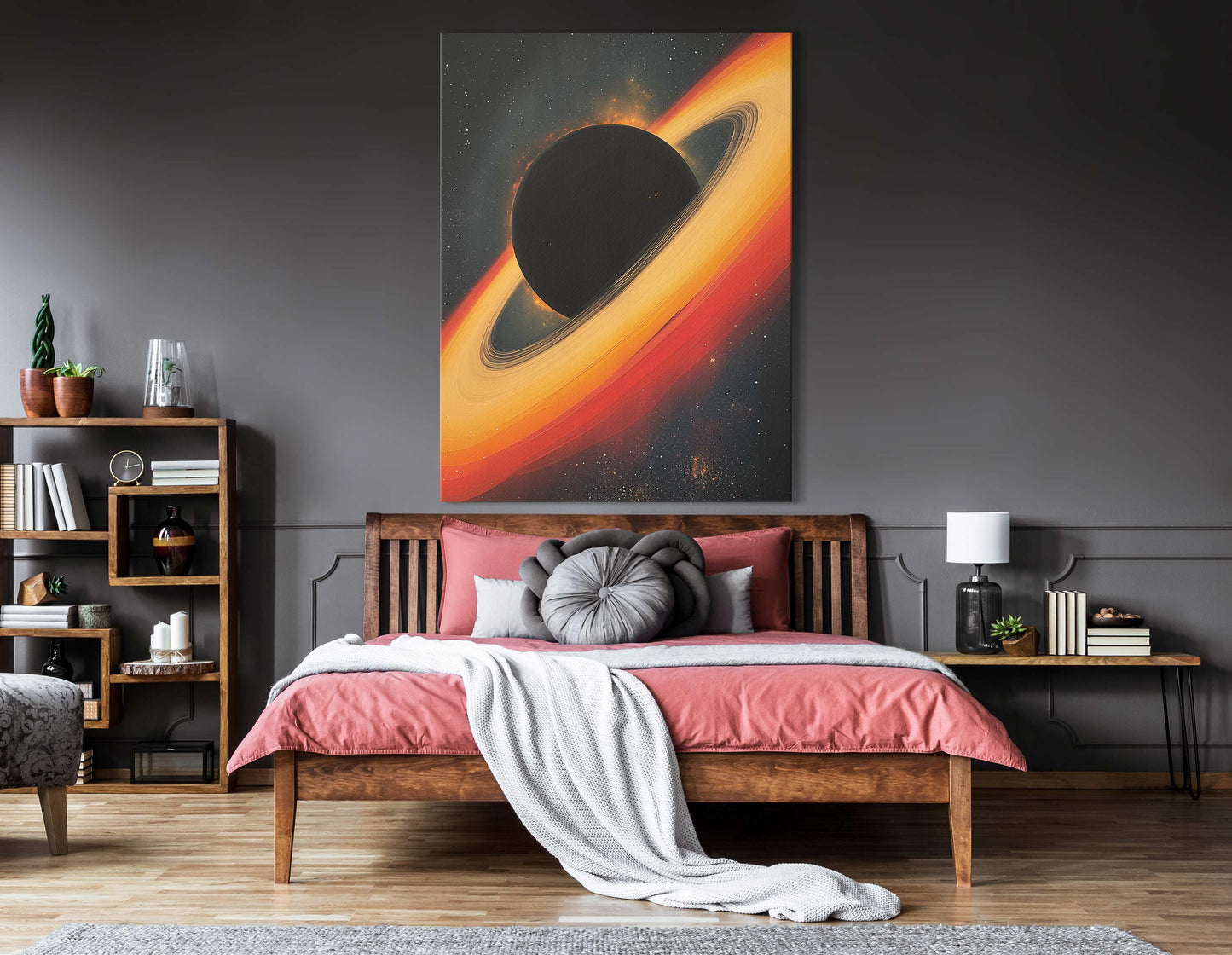 Ringed Planet and Starry Cosmos Wall Hanging