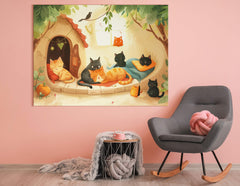 Cats' Cozy Corner  Wall Print