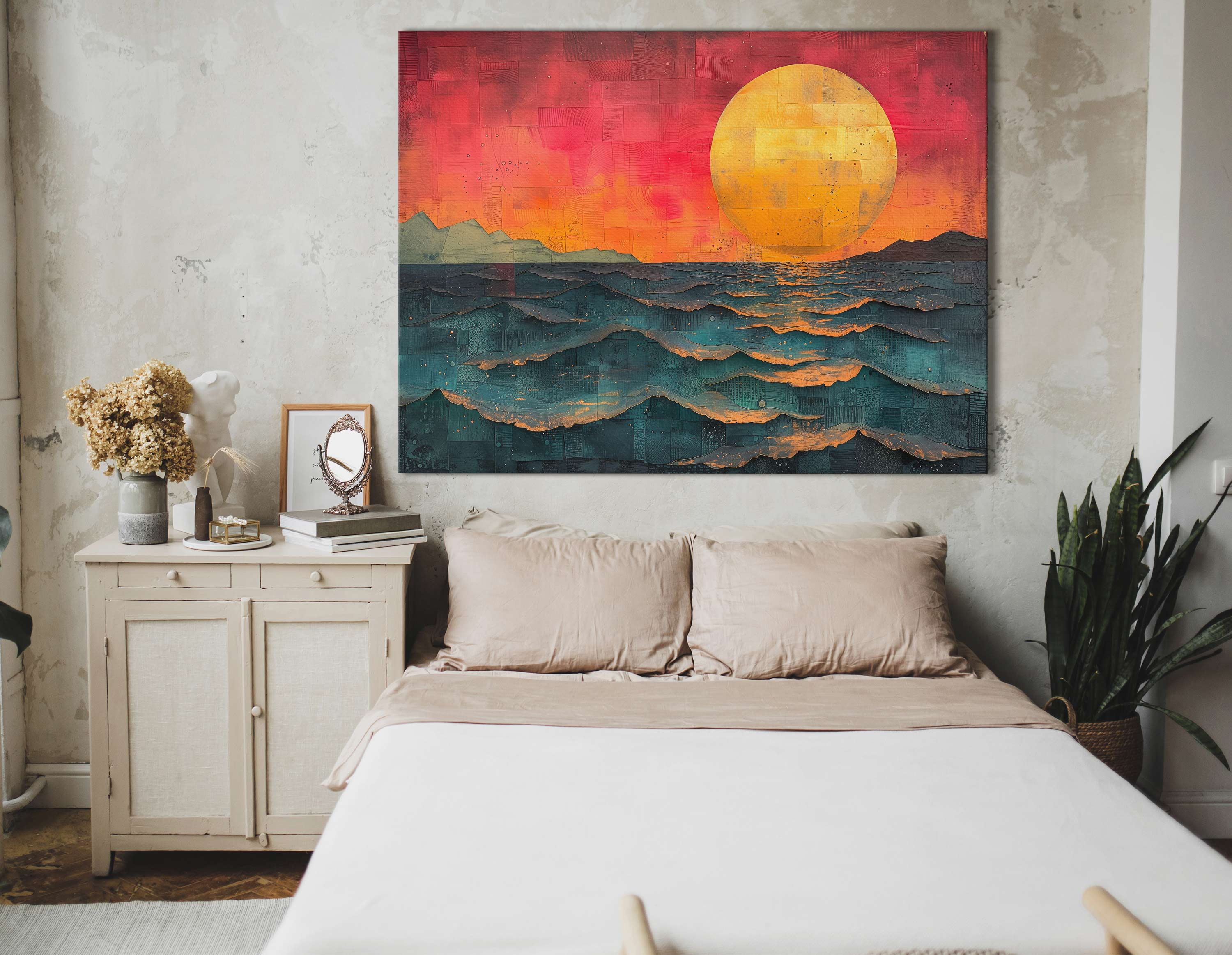 Golden Sun and Blue Sea Canvas Print