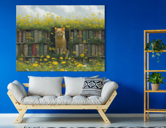 Garden Library Cat Canvas Print