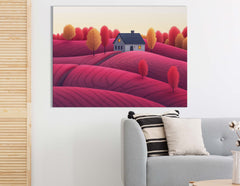 Resplandor crepuscular sobre campos rosados ​​- Impresión de lienzo