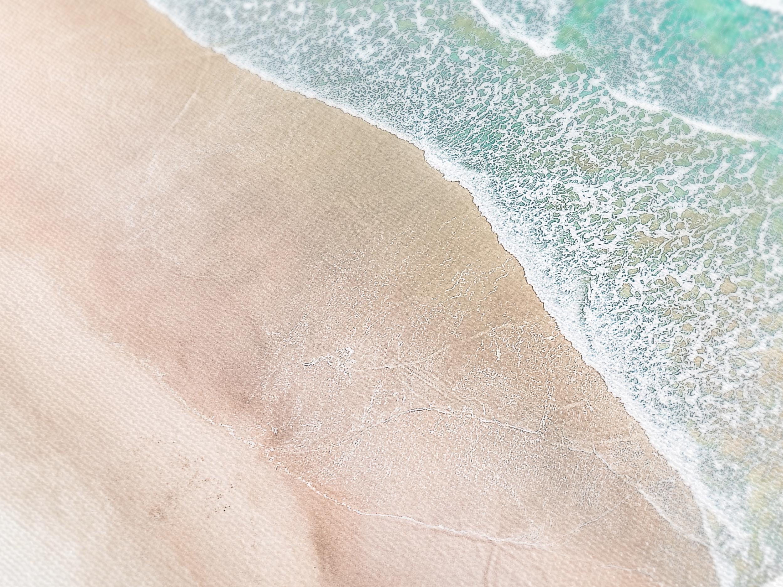 Beach Aerial View Canvas Print – Modern Coastal Wall Art, Ocean Waves and Sandy Shore, Contemporary Seaside Decor for Bedroom or Living Room