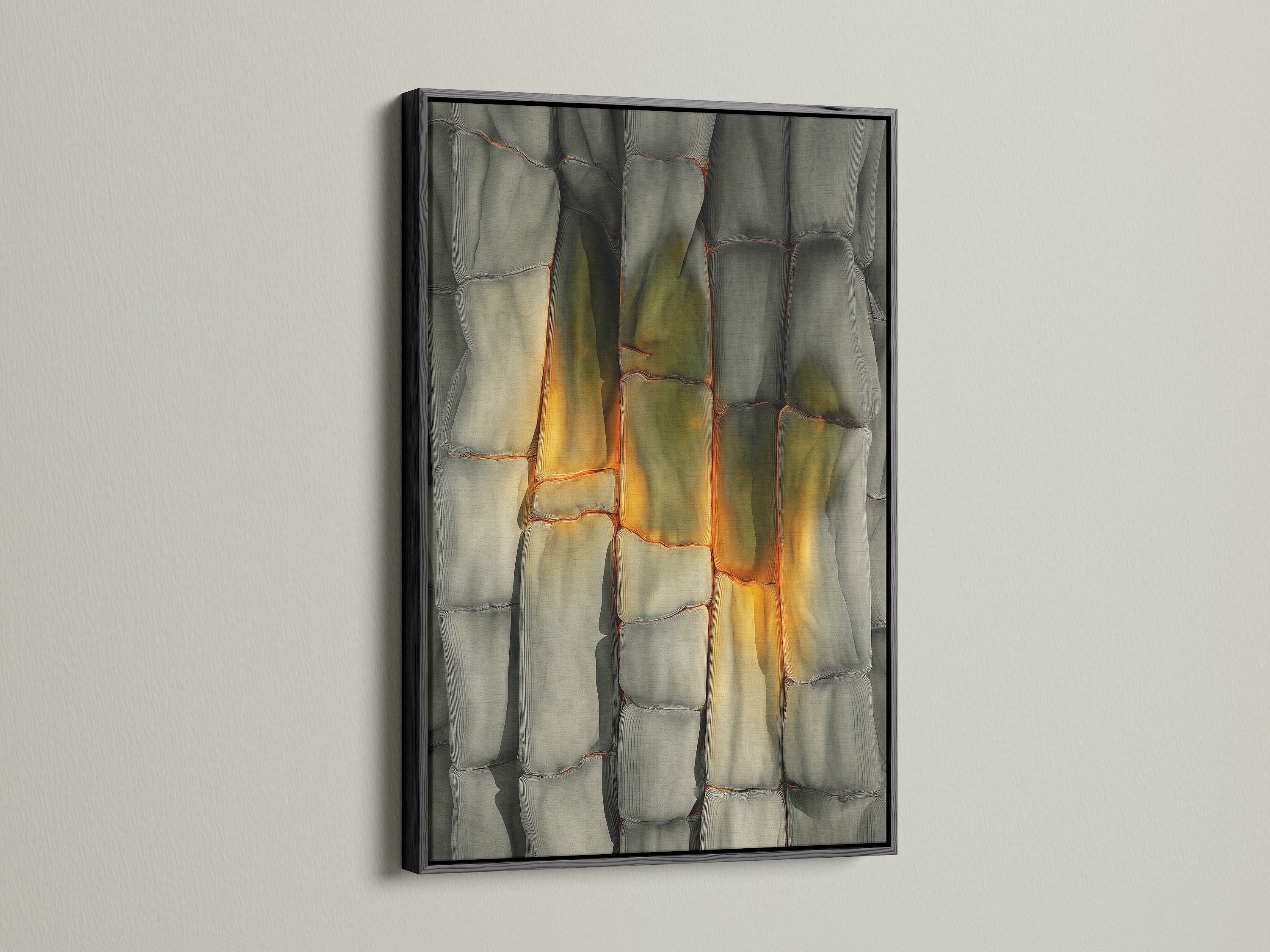 Artwork is elegantly presented in a black frame. The black frame adds contrast and drama to the artwork. This choice makes a bold statement. It is suitable for contemporary and classic settings. Black frames create a focal point.