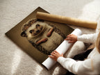 A woman rolling a fine art poster paper. Our art is made with high-quality material. This is a great option for your hedgehog art print. Get your cute animal art today. Perfect for a nursery.